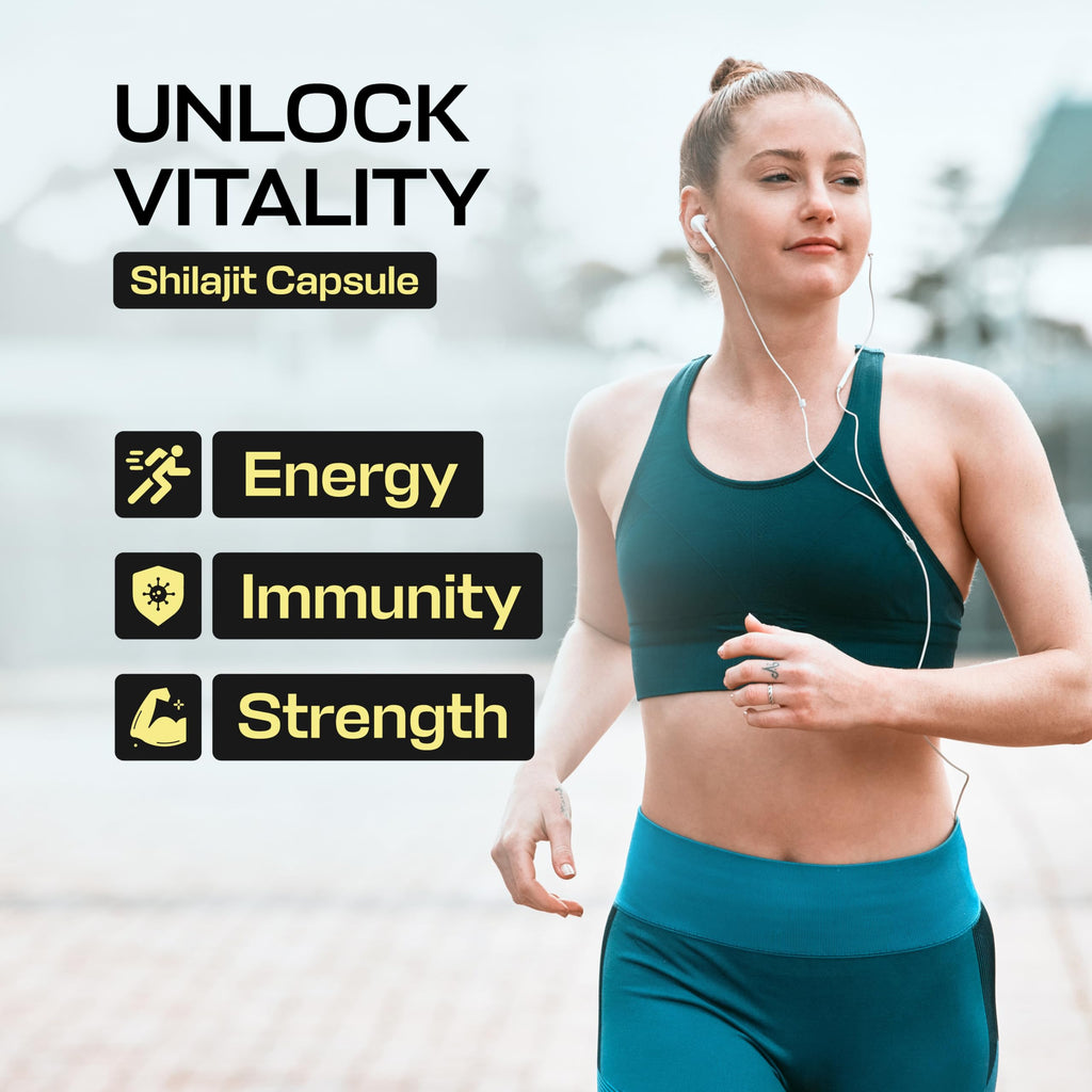 Pureved Pure Himalayan Shilajit Gold 60 Veg Capsules | with Panax Ginseng, Ashwagandh & Gokhru | for Energy, Strength & Immunity